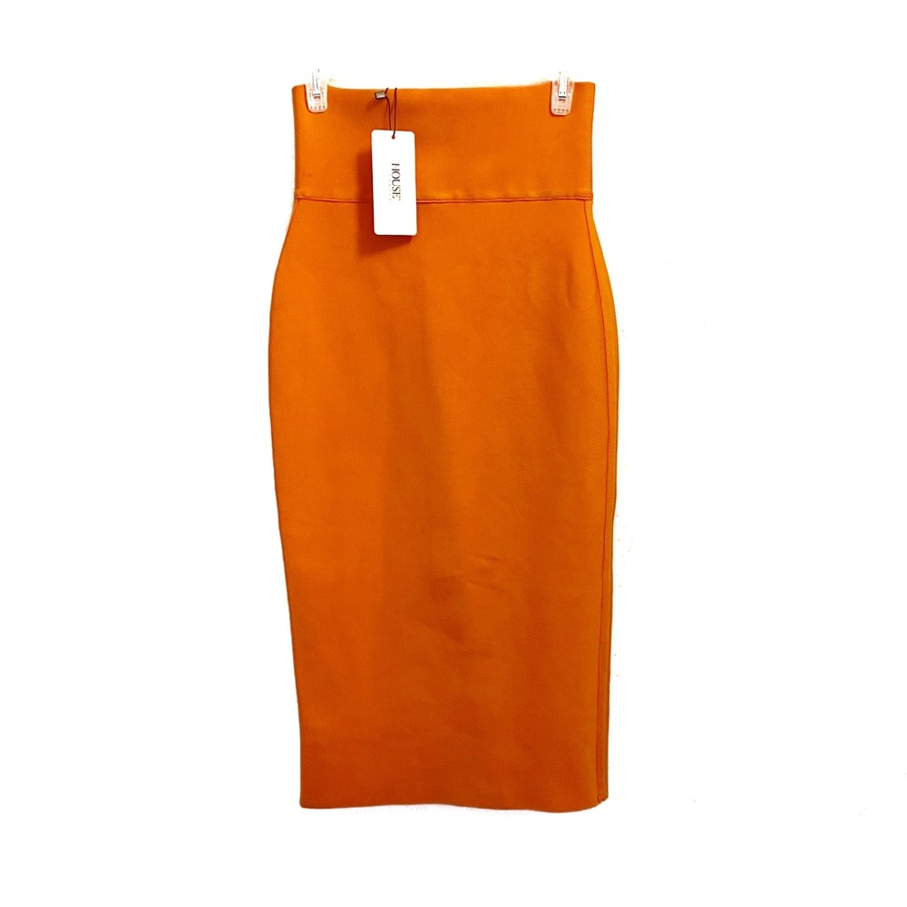 NWT HOUSE of CB London Orange Midi Skirt Size Medium